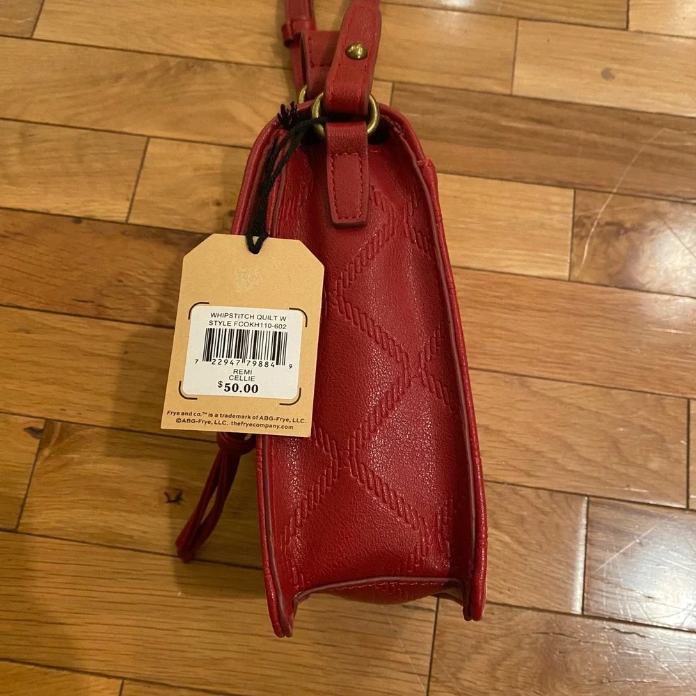 FRYE AND CO. Crossbody‎ Bag Red Leather Remi Cellie Whipstitch Quilted